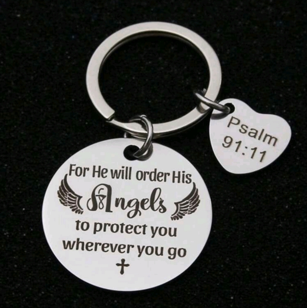 Inspirational Keychain with Psalm 91:11 - Picture 2 of 2